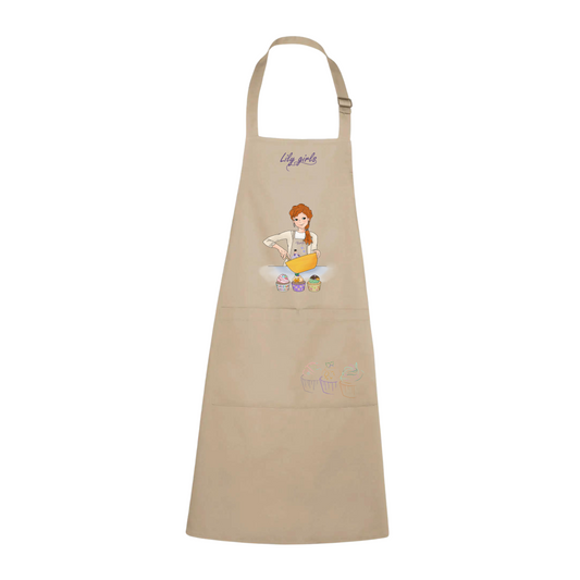 Apron with cupcakes - sand color