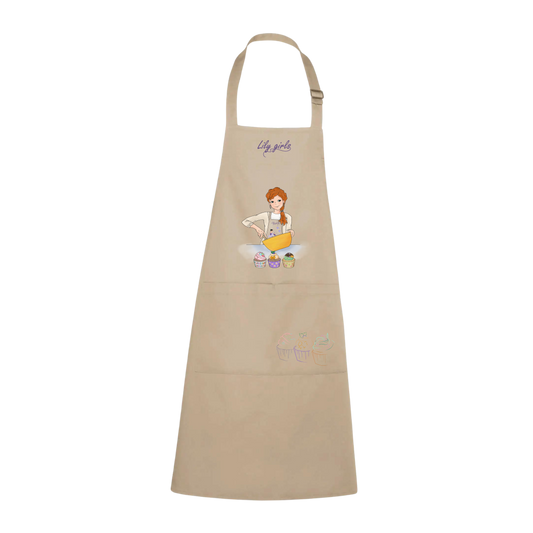 Apron with cupcakes - sand color