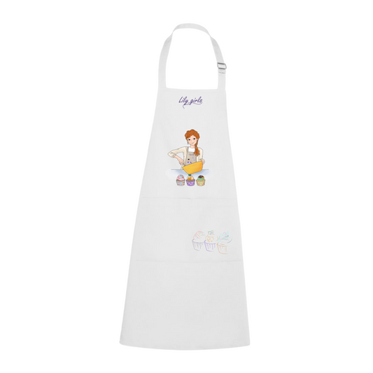 Apron with cupcakes - white color