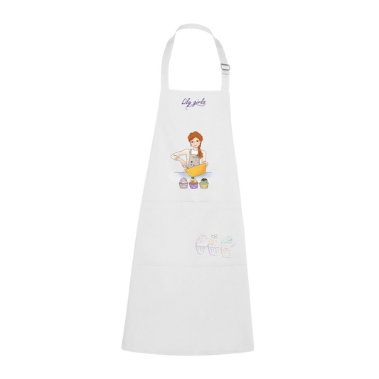 Apron with cupcakes - white color