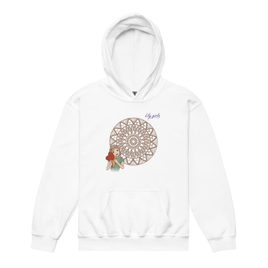 Kids hoddie Chloe mandala - white